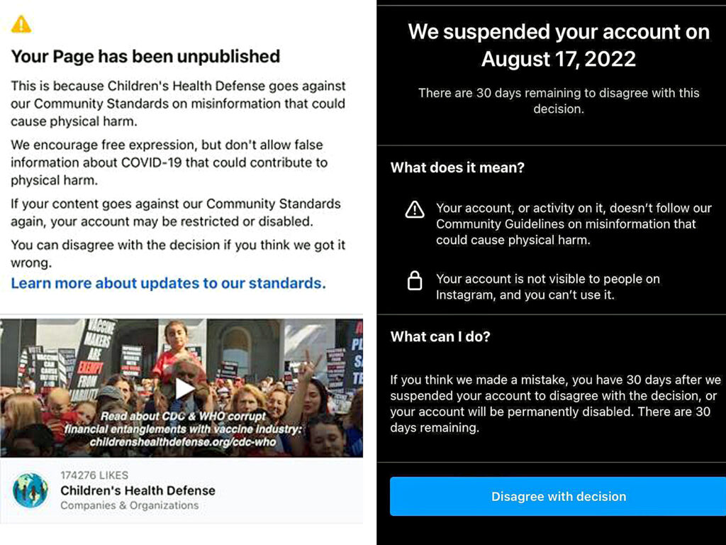 chd facebook instagram unpublish suspend