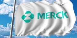 waving flag with merck co logo. editoial 3d rendering