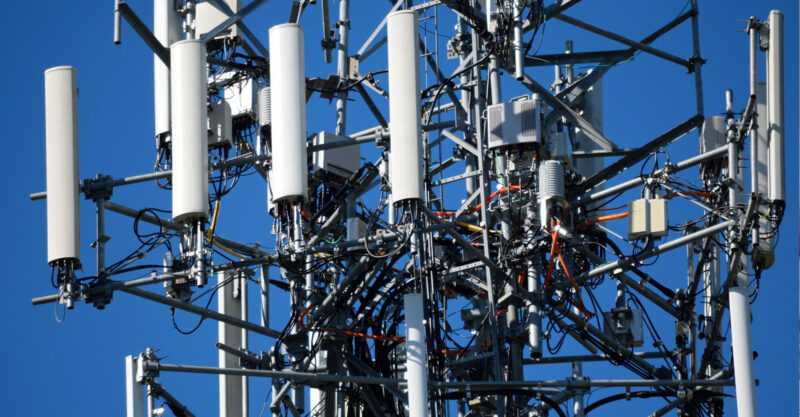 Up close photo of cell tower