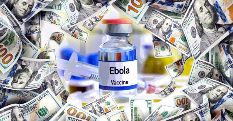 ebola vaccine bottle and money