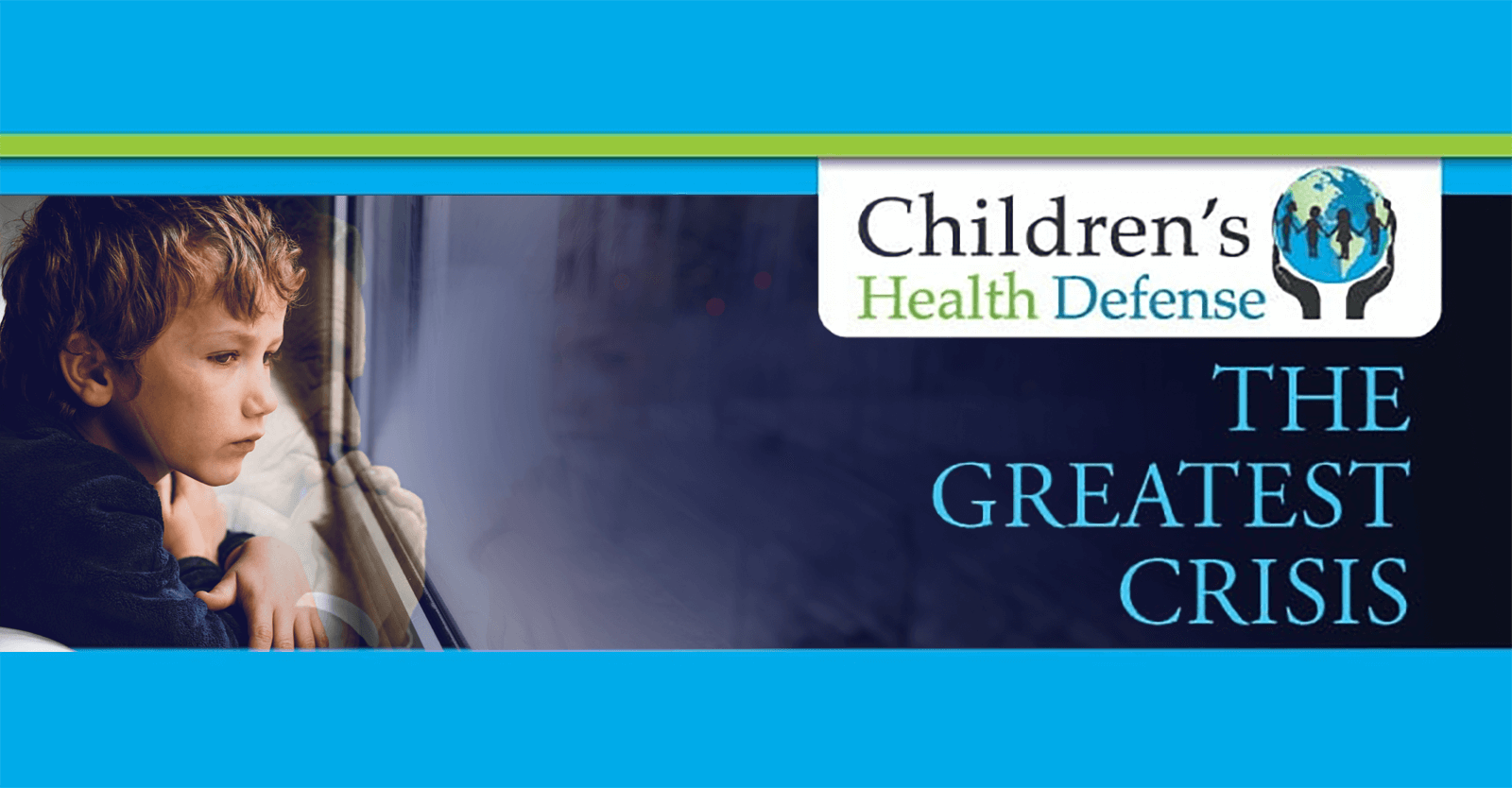 Child looking out a window; the words "The Greatest Crisis"