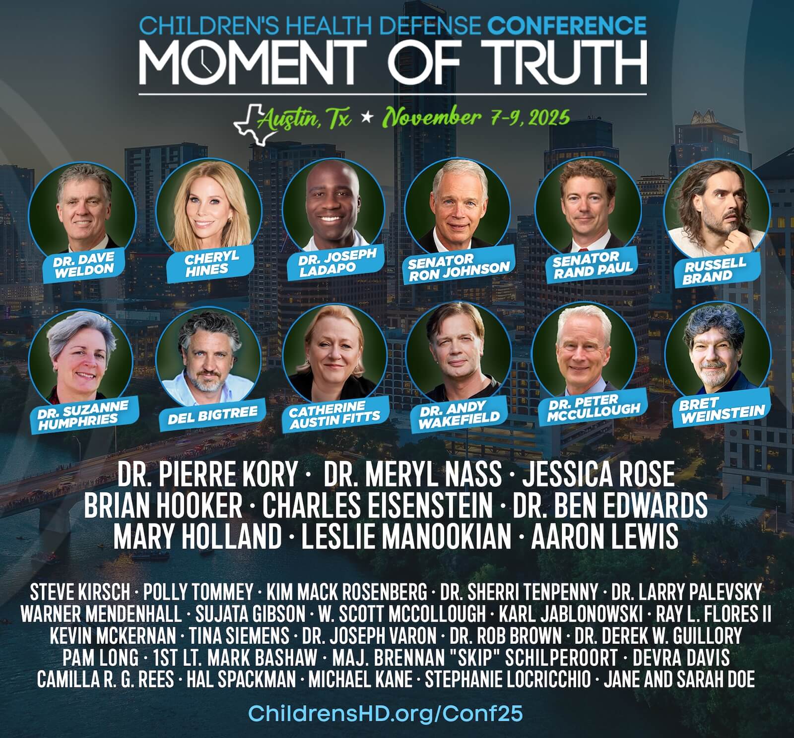 conference promo image with 12 featured speakers and names of others