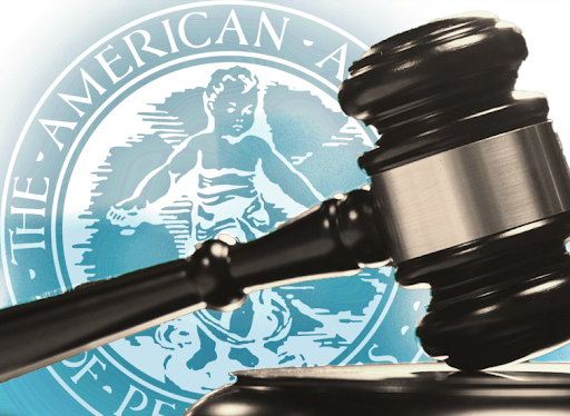 Hammer and Gavel with AAP logo in back