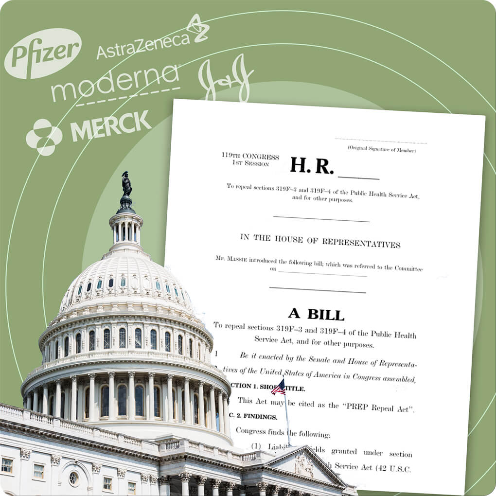 A legislative bill, names of Pharma corporations and the capitol