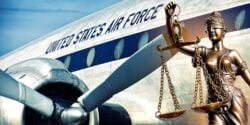 united states air force airplane and lady justice