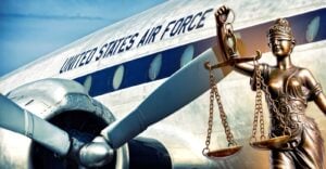 united states air force airplane and lady justice
