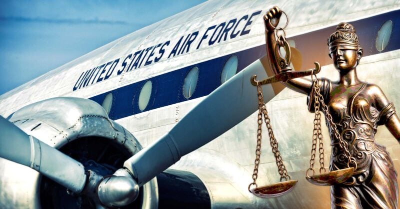united states air force airplane and lady justice