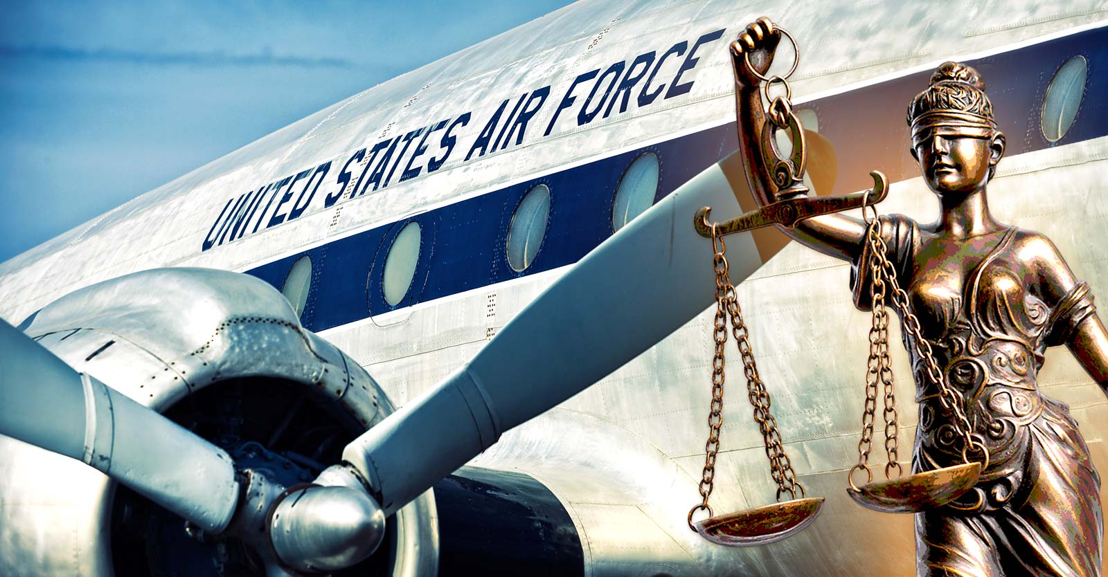 united states air force airplane and lady justice