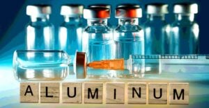 vaccine bottles and word "aluminum"