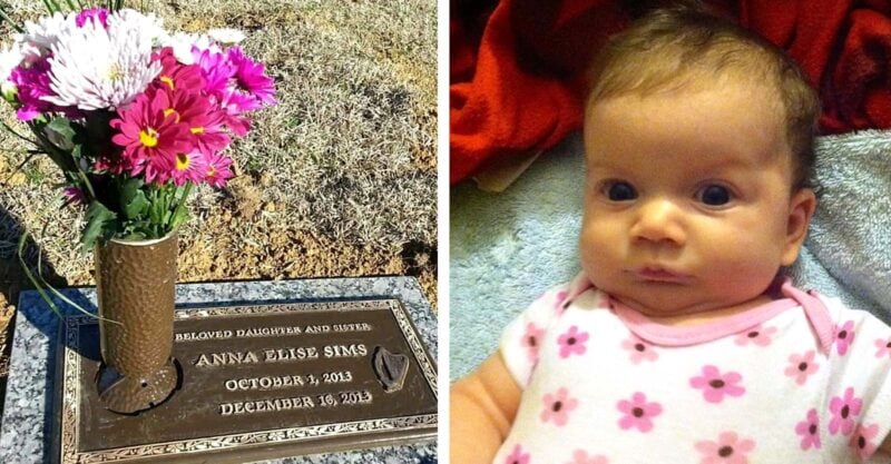 anna sims gravestone and a picture of her before her death