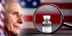 anthony fauci and covid vaccine bottle