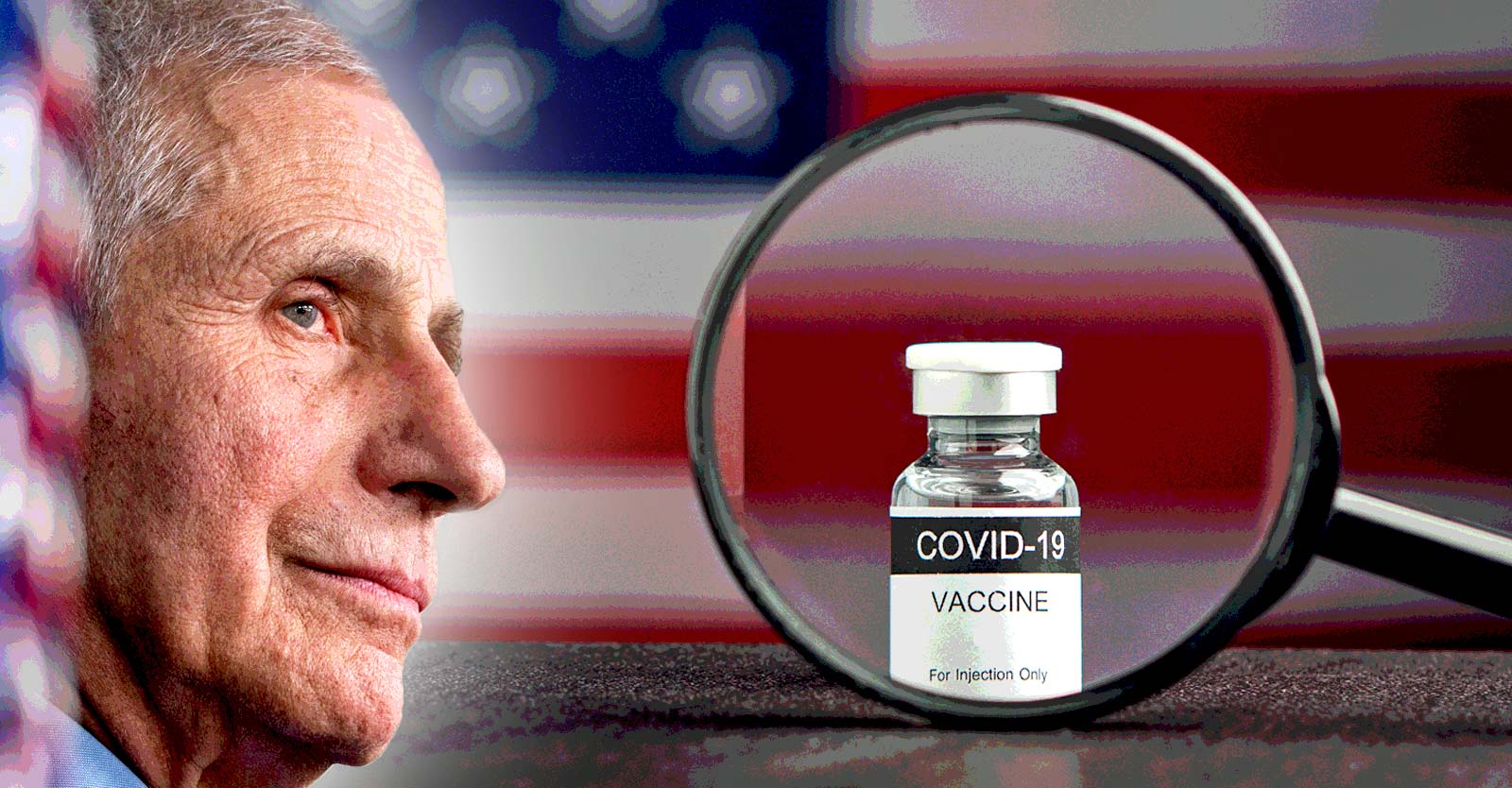anthony fauci and covid vaccine bottle