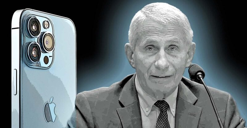 anthony fauci and an iphone