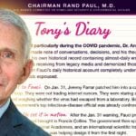 anthony fauci and screenshot of Paul's "Tony's Diary" document