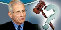 anthony fauci and gavel and question mark