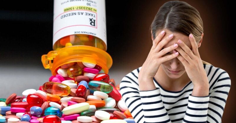 drugs and depressed woman