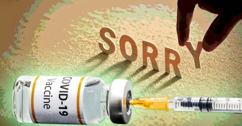 covid vaccine and word "sorry"