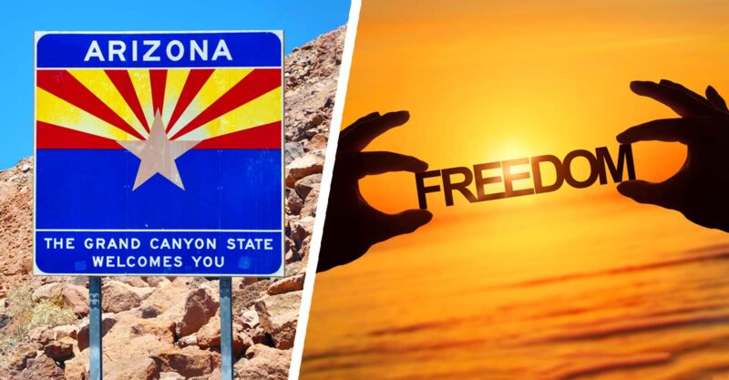 arizona sign and word "freedom"