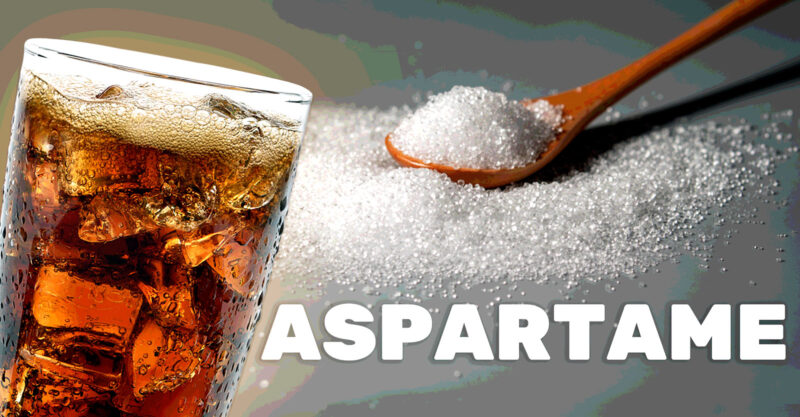 cola in a cup with word "aspartame"