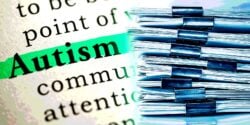 stack of files and word "autism"