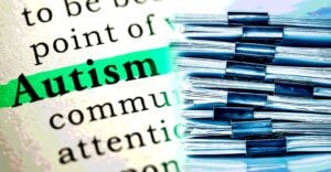 stack of files and word "autism"