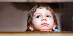 boy looking up