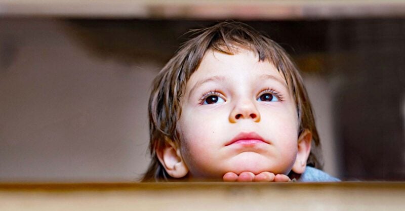 boy looking up