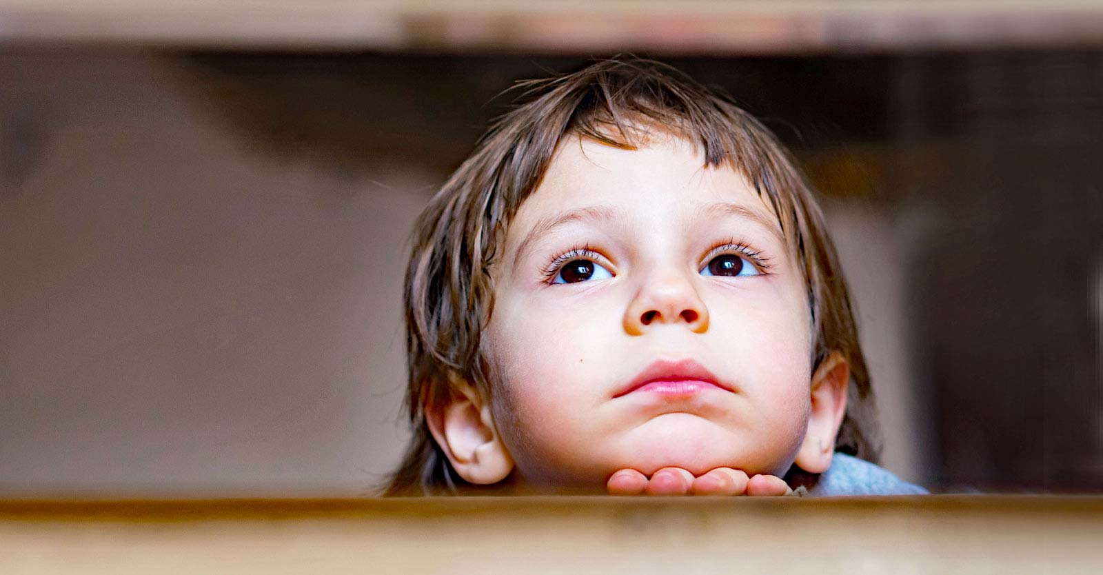 boy looking up