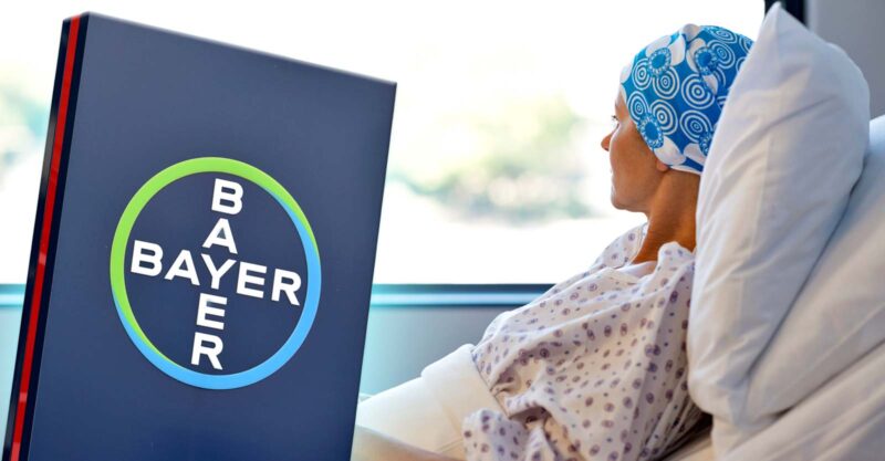 bayer logo and cancer patient