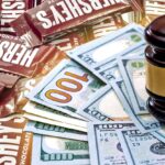 Hershey's chocolate bars with gavel and money