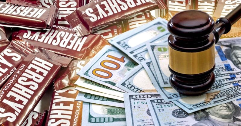 Hershey's chocolate bars with gavel and money