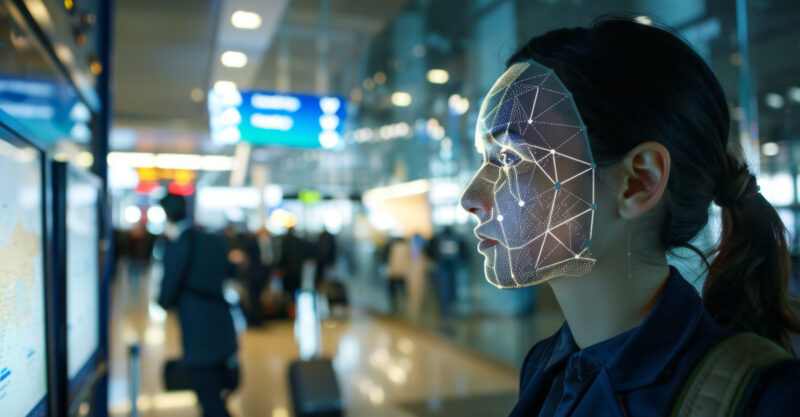 Intricate biometric features scans commuter's face at airport