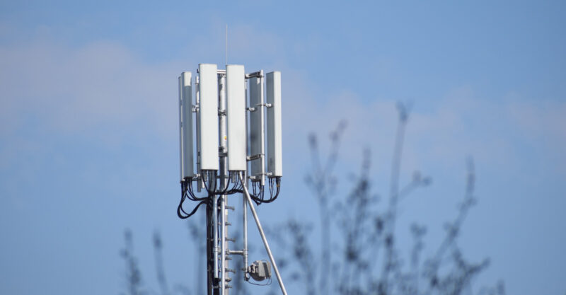 Photo of 5g cell radios on residential pole.