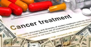 money and words "Cancer treatment"