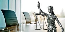 meeting table and lady justice