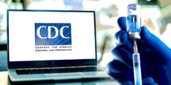 cdc logo and vaccine bottle