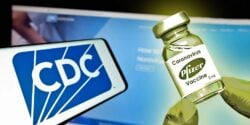 cdc logo and pfizer covid vaccine bottle