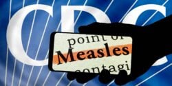 cdc logo and word "measles"