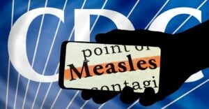 cdc logo and word "measles"