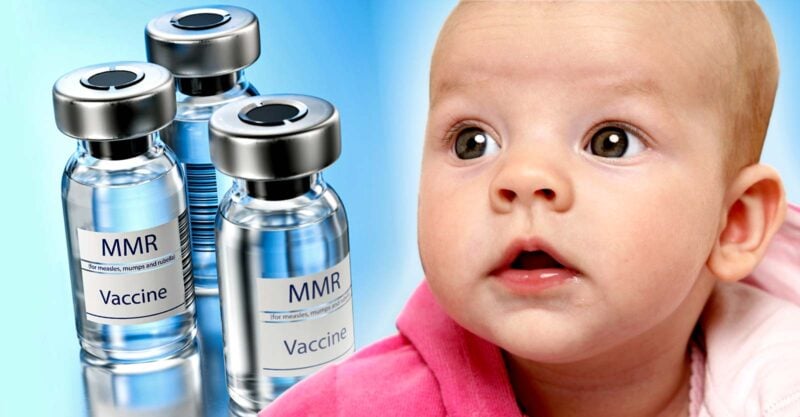 mmr vaccine bottles and baby