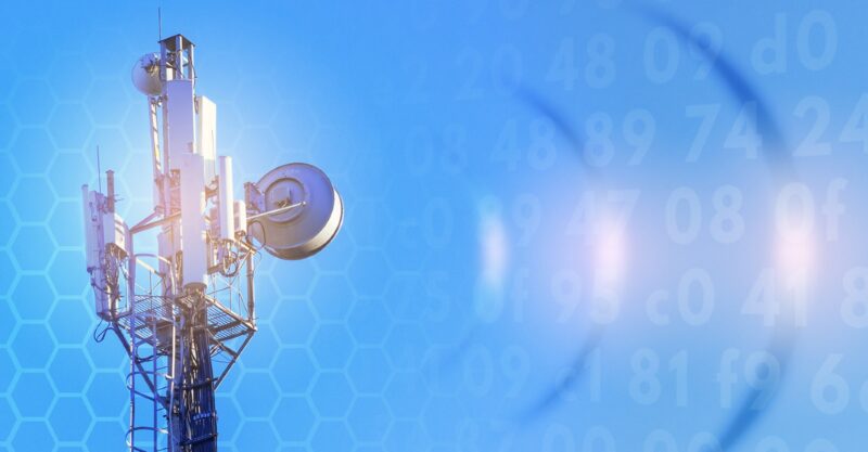 Cell tower top with dipicting radiation emanating outward