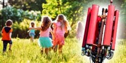 kids playing and cell tower