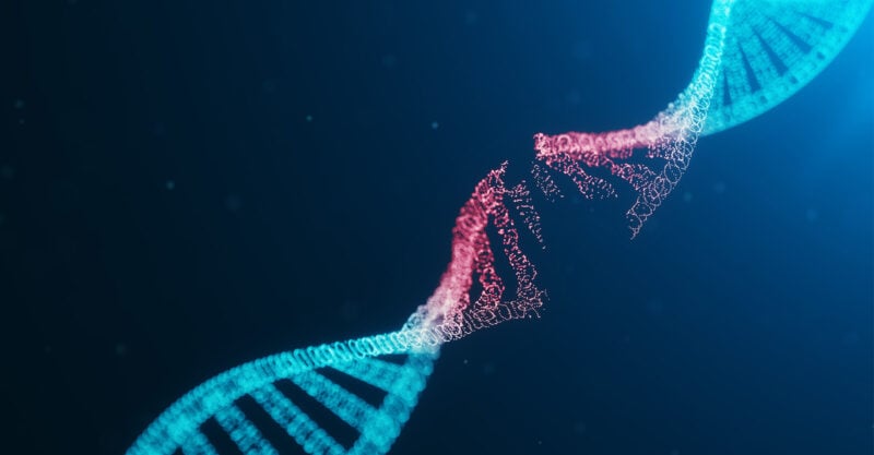 3D illustration of DNA destruction.
