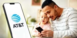 parent and child and AT&T logo