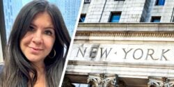 Christina Martinez and a New York court building
