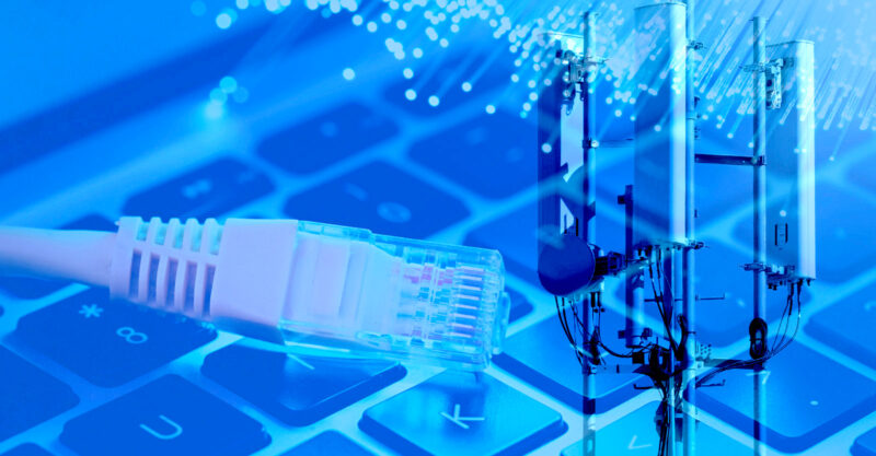 Fiber internet concept photo with laptop.