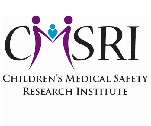 Children's Medical Safety Research Institute's logo - Two stick figure parents holding a child