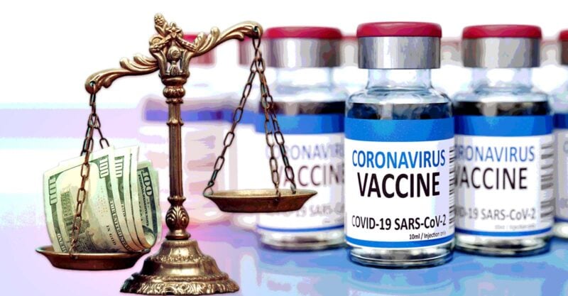 covid vaccine and justice scales