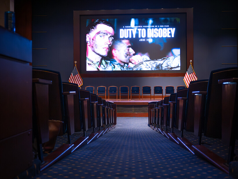 The Congressional Theater with Duty to Disobey on screen