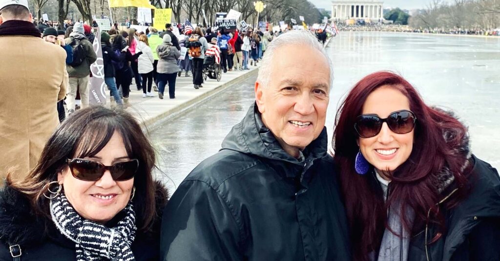 Stephanie Locricchio with parents, Michael and Loretta Buono, at Defeat the Mandates in D.C.